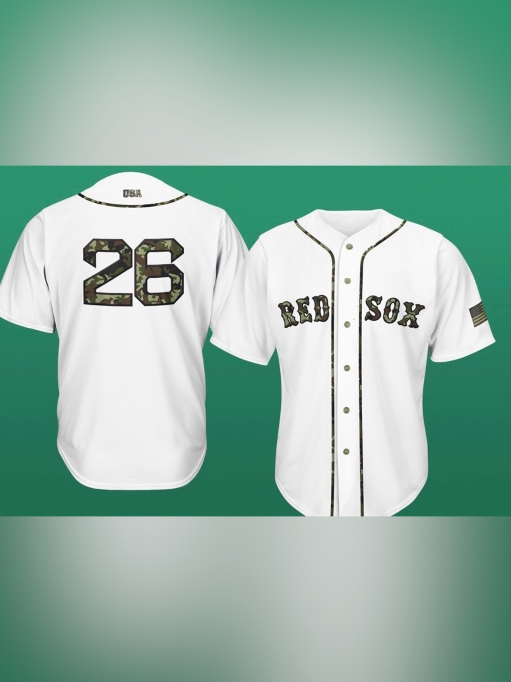 Red Sox' White Camo-Trim Baseball Jersey